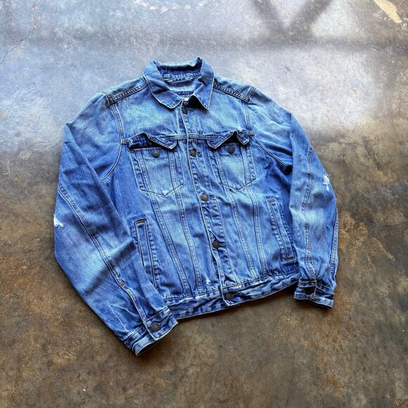 Vintage Style Abercrombie Faded Denim Jean Jacket - Picture 2 of 5